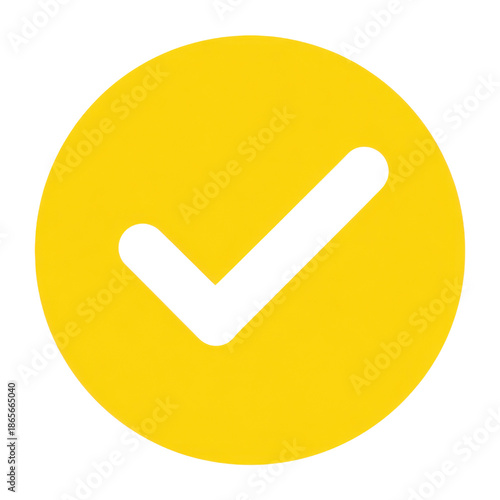 Yellow circle with black check mark symbol on black background correct, Png Isolated On White, Transparent Background