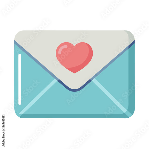 Love Envelope with Heart Seal Minimal Color Vector Illustration