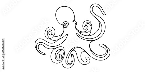 Continuous line art drawing of an octopus a simple and artistic illustration Vector, illustration