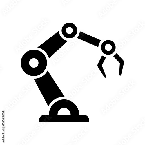 Industrial Robotic Arm Mechanism Icon, Automation Technology, Manufacturing Machine Design Vector Symbol