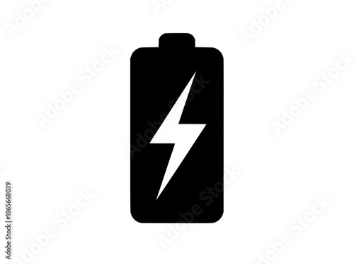 High Voltage Battery Icon with Flash Bolt – Power Energy Symbol in Black and White