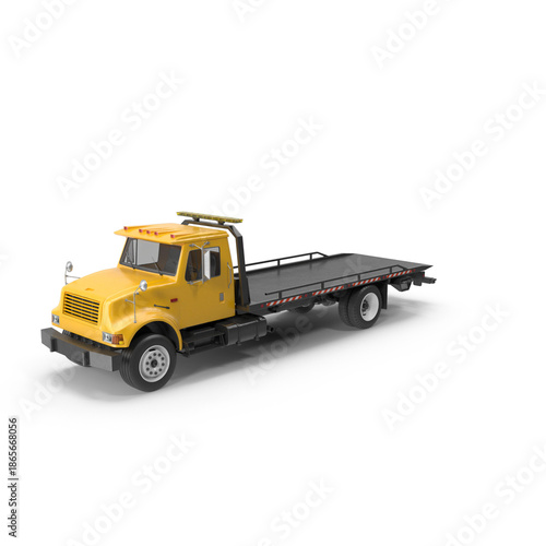 Yellow Tow Truck Side Angle Isolated on transparent