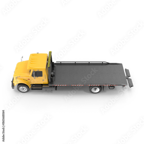 Yellow Heavy Duty Tow Truck Side View Isolated