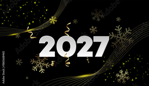 Happy New Year 2027  Festive Winter Holiday Banner