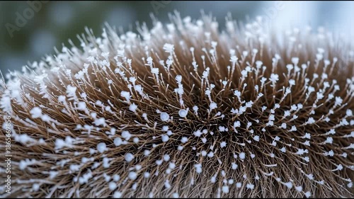 Close up of frosted animal fur texture in neutral hues natural details