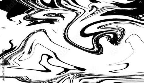 Abstract black and white fluid art swirls effect liquid marble vector illustration. Smooth elegant black satin texture. Luxurious marble background design. 