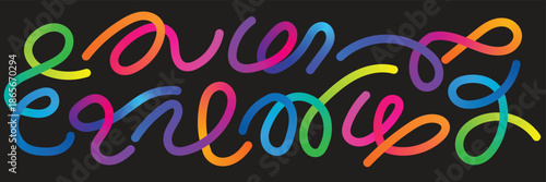 Abstract Color Gradient Lines. Wave Shape Pattern. Vector 3D Graphic Design Elements. Wavy Dynamic Rainbow Ribbons