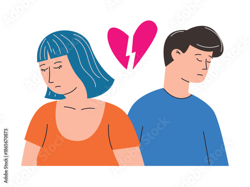 Family conflict, break up, sad couple with broken heart
