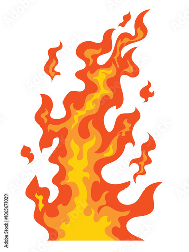 Fire flame illustration, vertical flame effect spreading