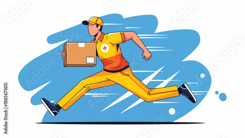 Delivery Person Running with a Package Illustration