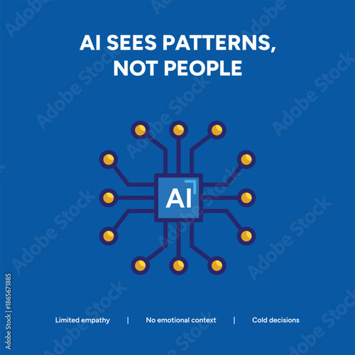 AI Sees Patterns Not People Conceptual Illustration of a Microchip Representing Limited Empathy in Algorithms