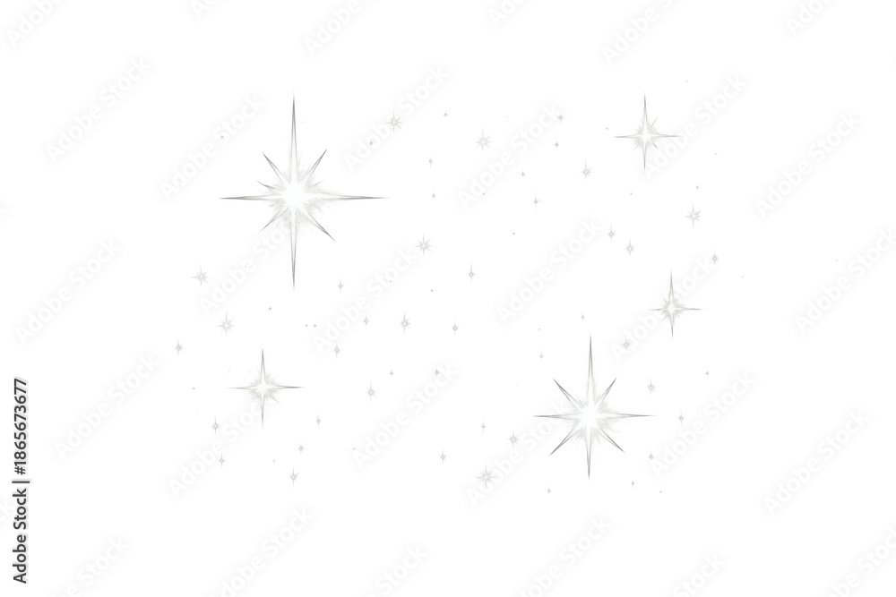 Obraz premium White glitter sparkles, shining light effect for festive and magical designs, transparent background