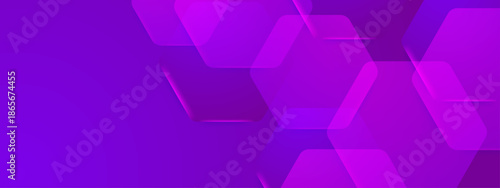 Abstract purple gradient background with translucent hexagon shapes, suitable for modern graphic design projects, website backgrounds, and social media posts