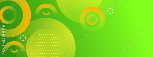 Green background with various yellow circle designs. Perfect for graphic designs, presentations, web backgrounds, and social media posts with a modern aesthetic
