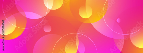 Abstract design with overlapping colorful circles and outlines. Suitable for web banners, backgrounds, and artistic projects needing a vibrant touch