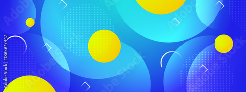 Abstract design featuring blue gradients and yellow circles, ideal for modern projects needing a vibrant and dynamic visual element
