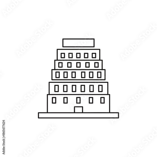 Minimalist Line Art Illustration of an Ancient Step Pyramid for Cultural and Architectural Themes