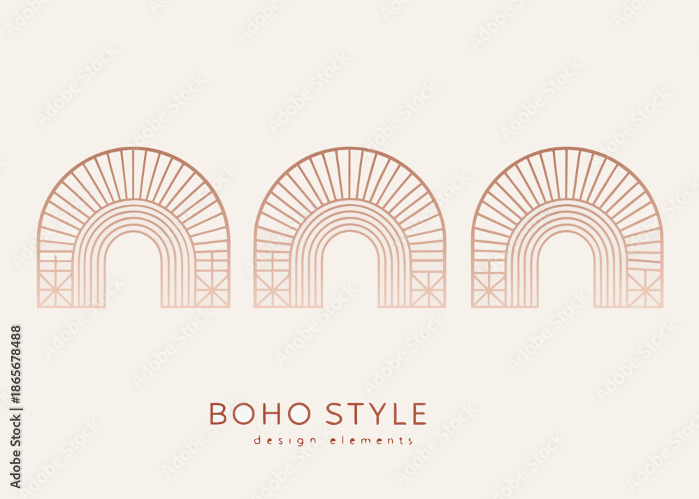 Obraz premium boho style design elements with three decorative arches