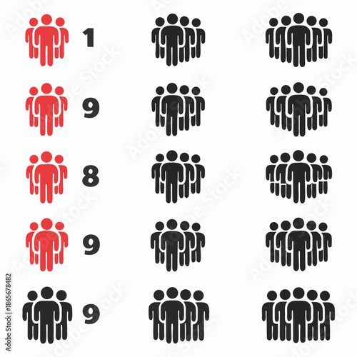 groups of people icons with varying numbers highlighted