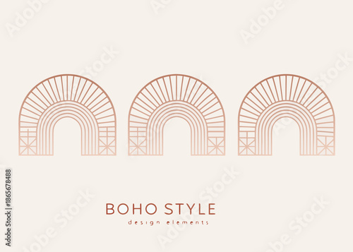 boho style design elements with three decorative arches