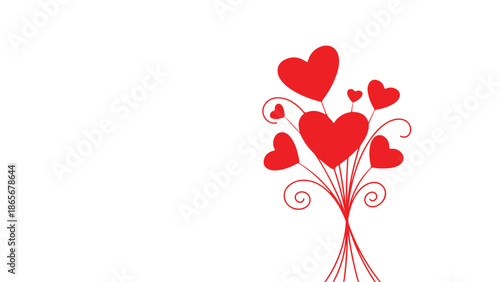 Valentine's day celebration with red hearts on white background, love and romance concept, festive holiday decoration