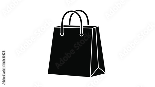 a black shopping bag with white outlines and two handles