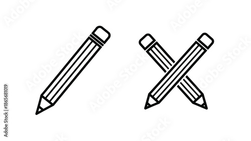 simple line drawing of pencils with one crossed over the other