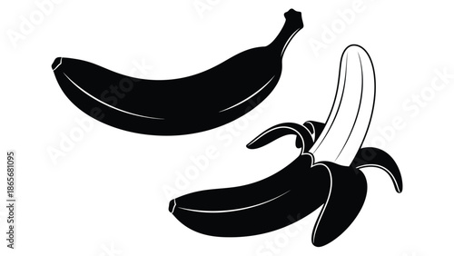a black and white illustration of two bananas