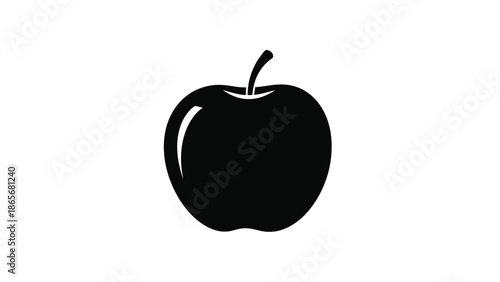a black apple with a stem on a white background