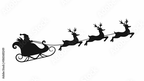 santa claus in sleigh pulled by reindeer
