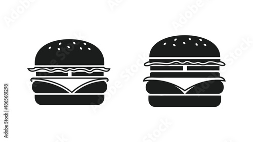 black and white hamburger and cheeseburger wearing bikinis