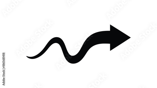 a black arrow pointing to the right with a wavy line