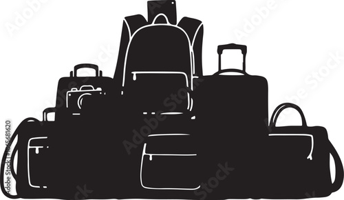 Collection of Various Travel Bags and Luggage Silhouettes