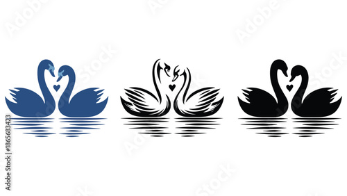 Elegant swans forming a heart shape, symbolizing love and romance.