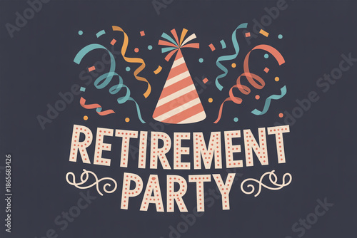 Vibrant retirement party celebration with festive decorations and confetti
