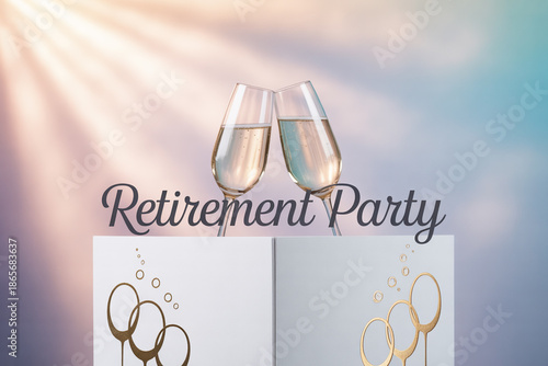 Celebrating retirement with champagne toast and festive decorations