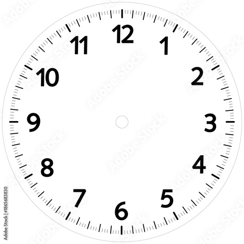 Vector clock face, white with black numbers in a modern style.