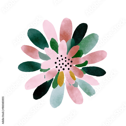 Watercolor floral pattern PNG transparent background