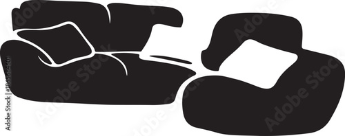 Modern black sofa and chair set