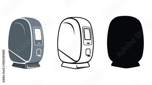 Modern dispenser variations: colored, line art, and silhouette for diverse design needs