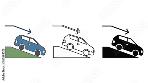 Car sliding down a ramp, illustrating motion and physics principles