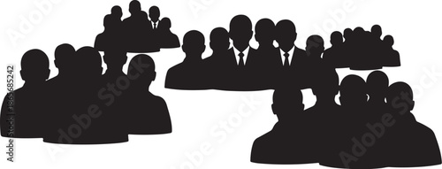 Silhouettes of business people in meeting