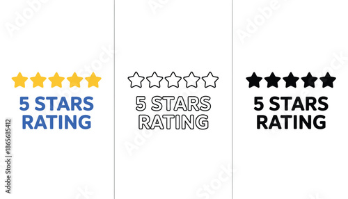 A graphic designer presents rating systems with five star icons in different colors and styles