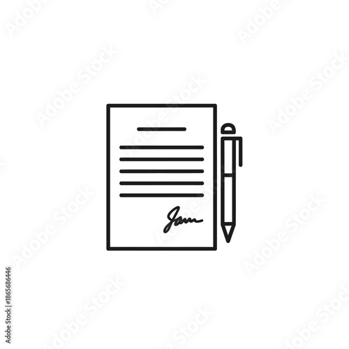 Close-up of Business Document with Signature and Pen for Office Work