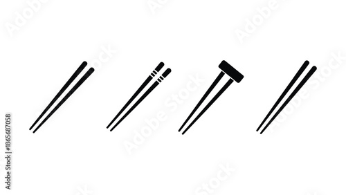 Four pairs of chopsticks are displayed against a white background.