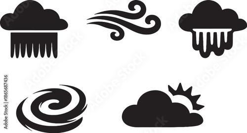 Winter Weather Events Silhouette Icons eps
