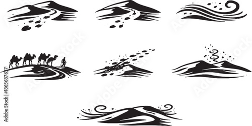 Desert Nomad Life Objects Silhouette Set eps