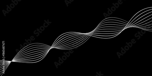 3D render of a blue DNA structure set against an abstract technology background featuring wavy vector lines and digital motion patterns for a modern web design wallpaper