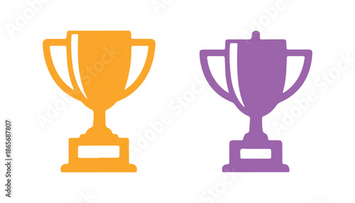 Medal icons, awards for winners in different shapes. Champion trophies. Vector illustrations
