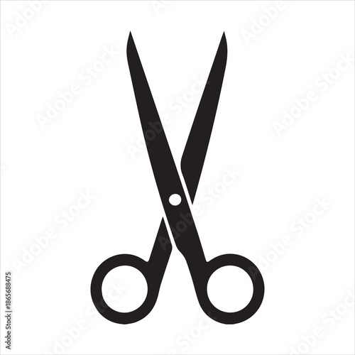 Open Pair of Black Scissors with White Background cutting tool